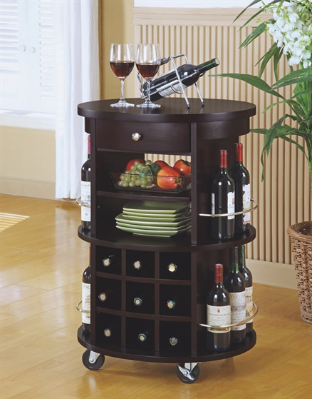 wine cart with glass